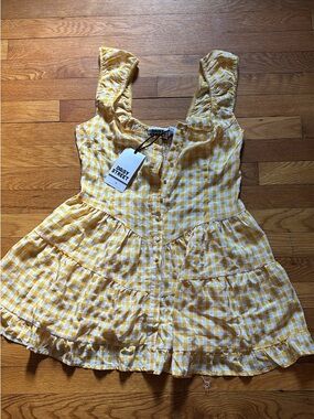 NWT Daisy Street Yellow Gingham Midi Dress